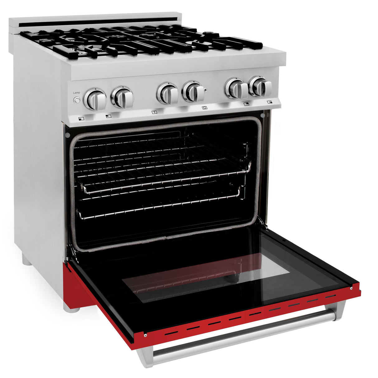 ZLINE 30 in. Dual Fuel Range with Gas Stove and Electric Oven in Stainless Steel (RA30) [Color: Red Matte] - (RARM30)