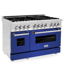 ZLINE 48 in. Dual Fuel Range with Gas Stove and Electric Oven in Stainless Steel (RA48) [Color: Blue Matte] - (RABM48)