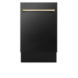 ZLINE Autograph Edition 18' Compact 3rd Rack Top Control Dishwasher in Black Stainless Steel with Accent Handle, 51dBa (DWVZ-BS-18) [Color: Gold] - (DWVZBS18G)