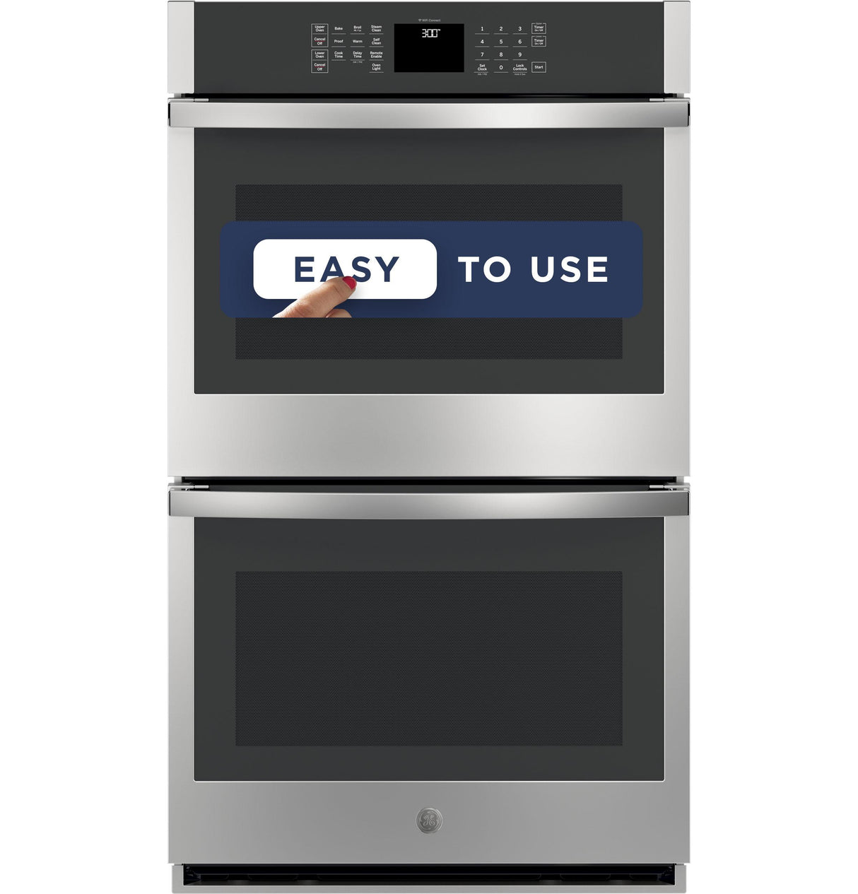 GE(R) 30" Smart Built-In Self-Clean Double Wall Oven with Never-Scrub Racks - (JTD3000SNSS)