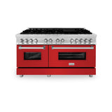 ZLINE 60 in. 7.4 cu. ft. Dual Fuel Range with Gas Stove and Electric Oven in Stainless Steel with Color Options (RA60) [Color: Red Matte] - (RARM60)