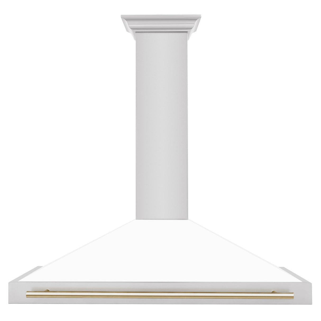 ZLINE 48 in. Autograph Edition Convertible Stainless Steel Range Hood with White Matte Shell and Champagne Bronze Accents (KB4STZ-WM48-CB) [Color: Gold Accents] - (KB4STZWM48G)