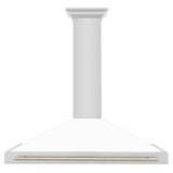 ZLINE 48 in. Autograph Edition Convertible Stainless Steel Range Hood with White Matte Shell and Champagne Bronze Accents (KB4STZ-WM48-CB) [Color: Gold Accents] - (KB4STZWM48G)