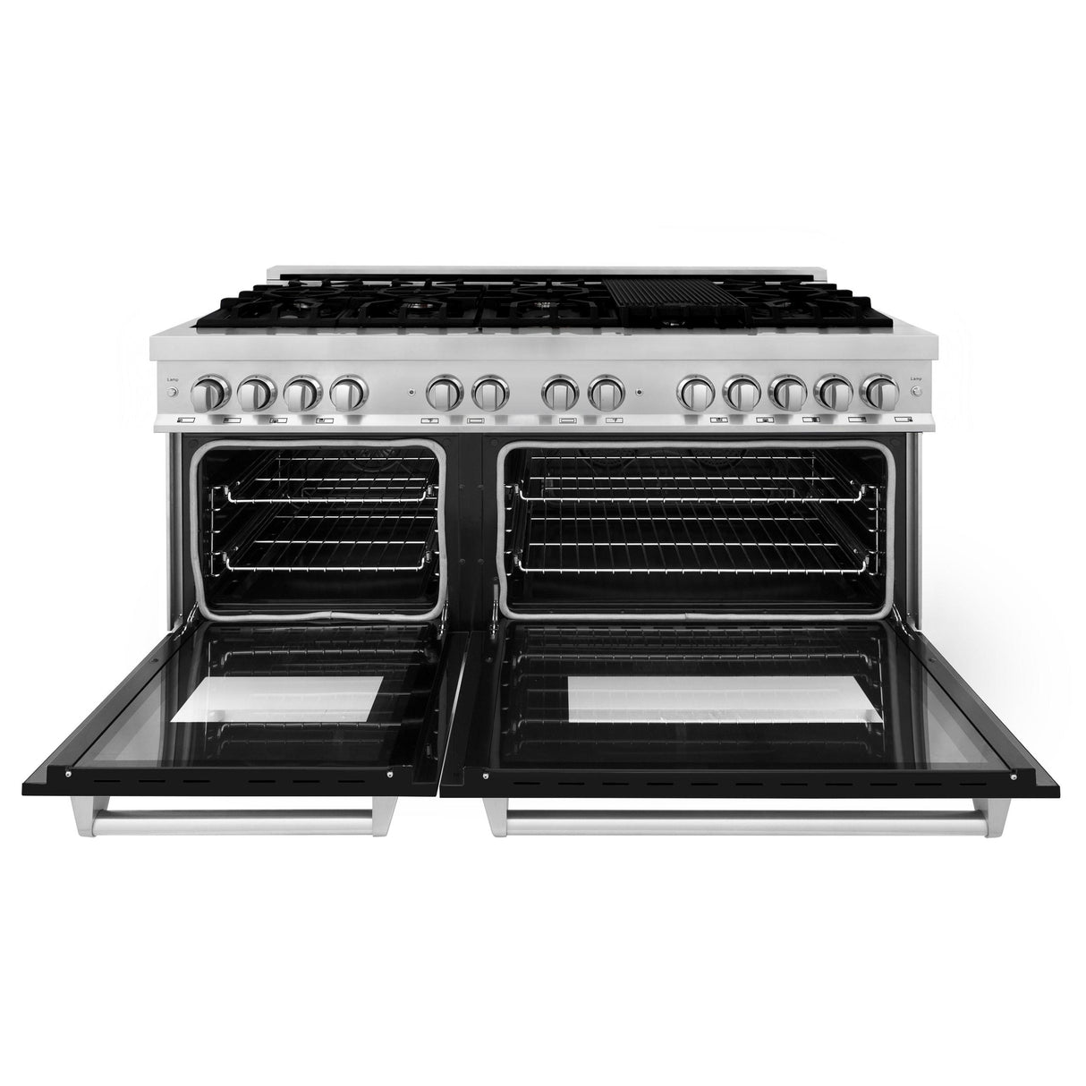 ZLINE 60 in. 7.4 cu. ft. Dual Fuel Range with Gas Stove and Electric Oven in Stainless Steel with Color Options (RA60) [Color: Black Matte] - (RABLM60)