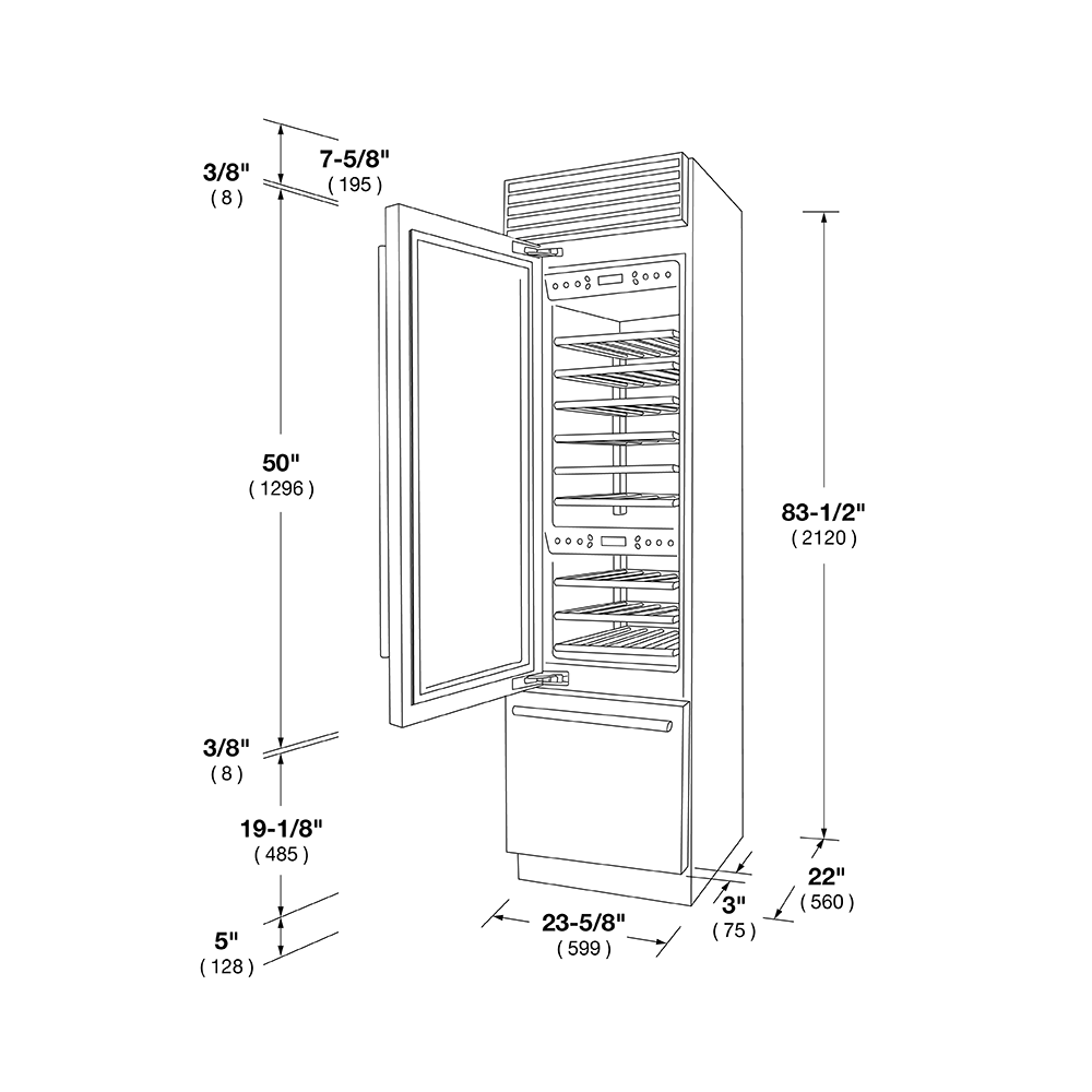 24" PRO WINE CELLAR - LEFT HINGE - (F7PBW24S1L)