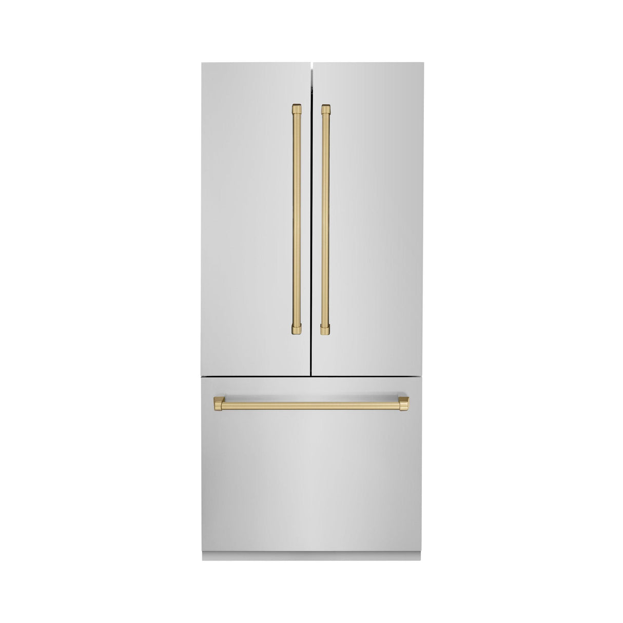 ZLINE 36" Autograph Edition 19.6 cu. ft. Built-in 2-Door Bottom Freezer Refrigerator with Internal Water and Ice Dispenser in Stainless Steel with Champagne Bronze Accents (RBIVZ-304-36-CB) - (RBIVZ30436CB)