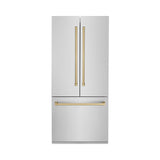 ZLINE 36" Autograph Edition 19.6 cu. ft. Built-in 2-Door Bottom Freezer Refrigerator with Internal Water and Ice Dispenser in Stainless Steel with Champagne Bronze Accents (RBIVZ-304-36-CB) - (RBIVZ30436CB)