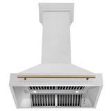 36 in. ZLINE Autograph Edition DuraSnow Stainless Steel Range Hood with Stainless Steel Shell and Colored Handle (8654SNZ-36) [Color: Champagne Bronze] - (8654SNZ36CB)