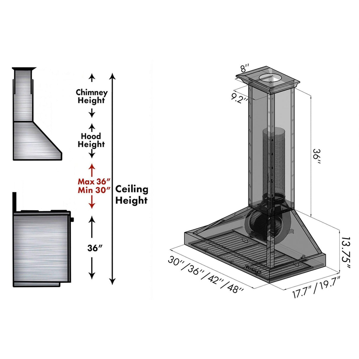 ZLINE Designer Series Wall Mount Range Hood (KB2-BCXXX) - (KB2BCXXX30)