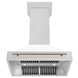 36 in. ZLINE Autograph Edition DuraSnow Stainless Steel Range Hood with White Matte Shell and Accented Handle (8654SNZ-WM36) [Color: Champagne Bronze] - (8654SNZWM36CB)