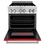 ZLINE 30 in. Dual Fuel Range with Gas Stove and Electric Oven in Stainless Steel (RA30) [Color: Red Matte] - (RARM30)