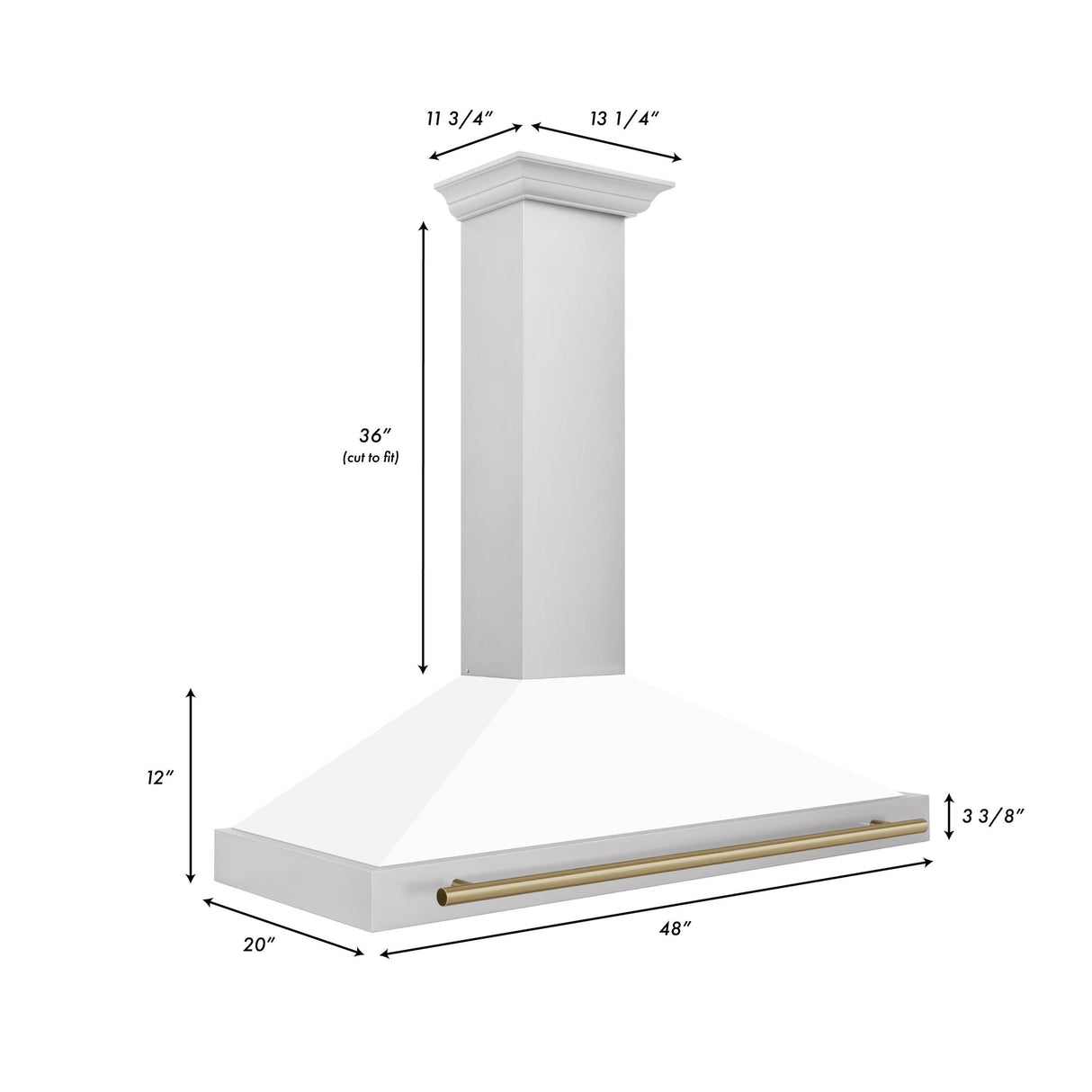 ZLINE 48 in. Autograph Edition Convertible Stainless Steel Range Hood with White Matte Shell and Champagne Bronze Accents (KB4STZ-WM48-CB) [Color: Champagne Bronze Accents] - (KB4STZWM48CB)