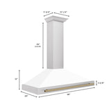 ZLINE 48 in. Autograph Edition Convertible Stainless Steel Range Hood with White Matte Shell and Champagne Bronze Accents (KB4STZ-WM48-CB) [Color: Champagne Bronze Accents] - (KB4STZWM48CB)