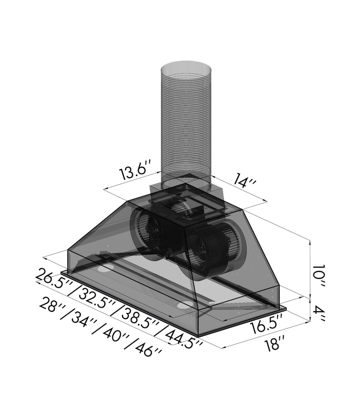 ZLINE Ducted Remote Blower 700 CFM Range Hood Insert in Stainless Steel (698-RD) - (698RD28)