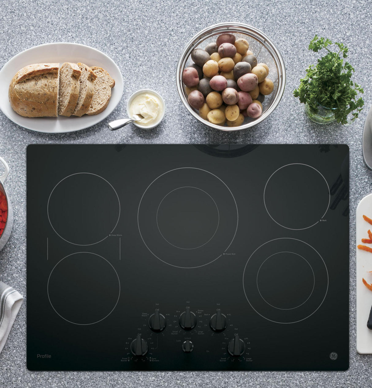 GE Profile(TM) 30" Built-In Knob Control Electric Cooktop - (PP7030DJBB)