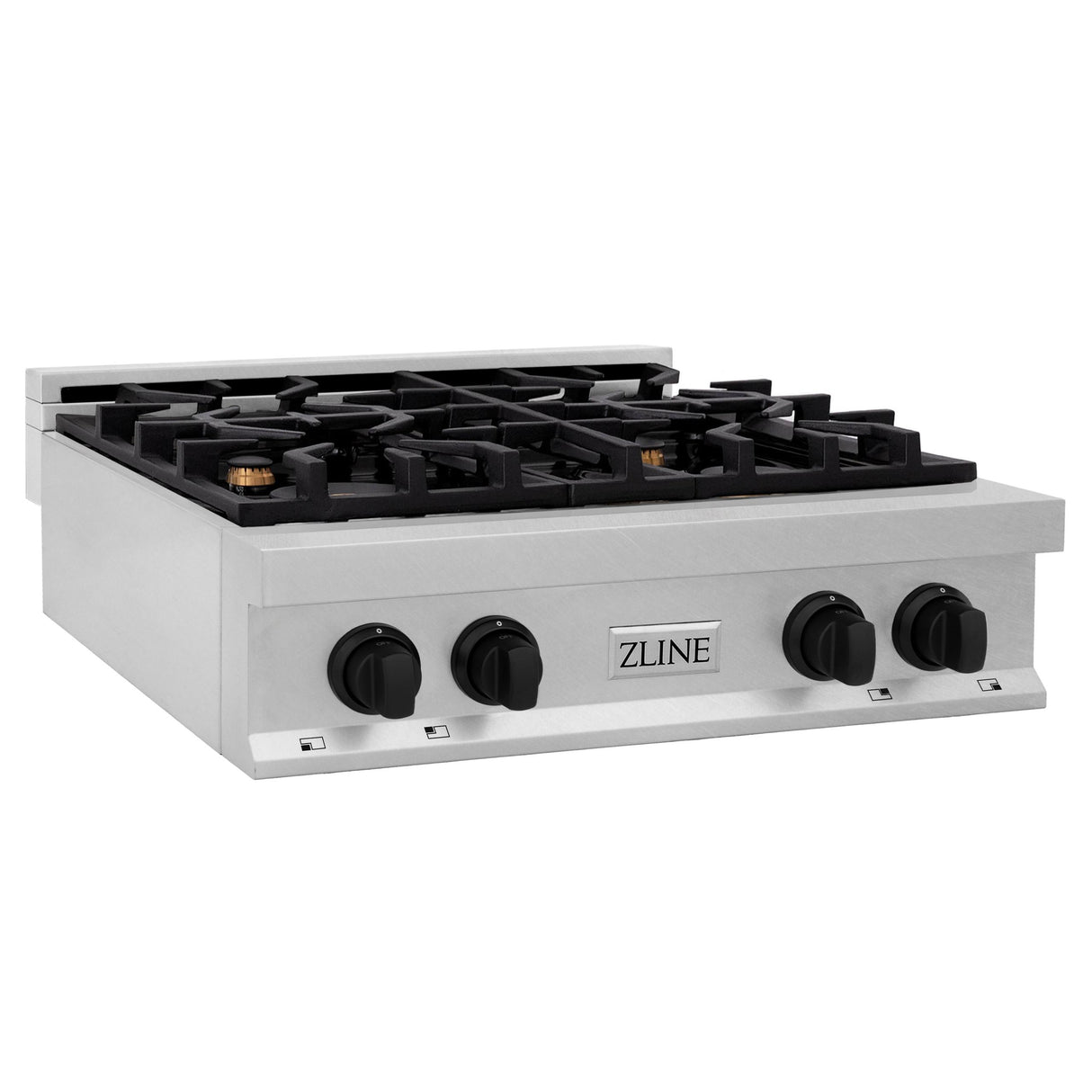 ZLINE Autograph Edition 30" Porcelain Rangetop with 4 Gas Burners in Fingerprint Resistant Stainless Steel and Matte Black Accents (RTSZ-30-MB) - (RTSZ30MB)