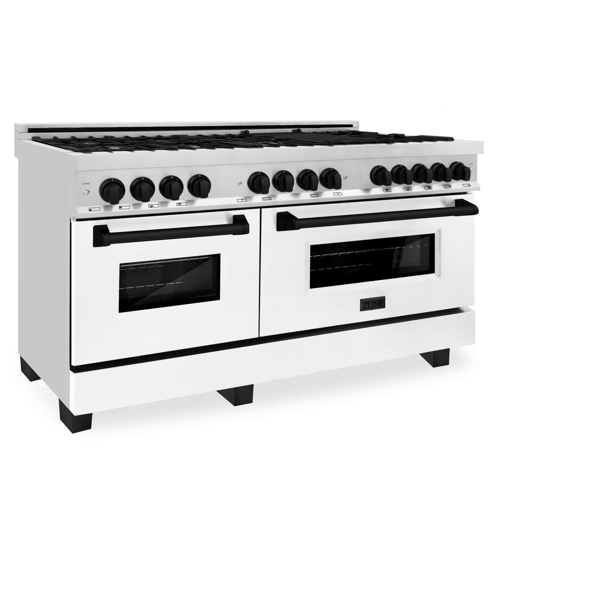 ZLINE Autograph Edition 60" 7.4 cu. ft. Dual Fuel Range with Gas Stove and Electric Oven in Stainless Steel with White Matte Door and Accents (RAZ-WM-60) [Color: Matte Black] - (RAZWM60MB)