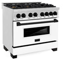 ZLINE Autograph Edition 36" 4.6 cu. ft. Dual Fuel Range with Gas Stove and Electric Oven in Stainless Steel with White Matte Door and Accents (RAZ-WM-36) [Color: Matte Black] - (RAZWM36MB)