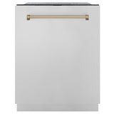 ZLINE Autograph Edition 24" 3rd Rack Top Touch Control Tall Tub Dishwasher in Stainless Steel with Accent Handle, 45dBa (DWMTZ-304-24) [Color: Champagne Bronze] - (DWMTZ30424CB)