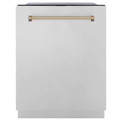 ZLINE Autograph Edition 24" 3rd Rack Top Touch Control Tall Tub Dishwasher in Stainless Steel with Accent Handle, 45dBa (DWMTZ-304-24) [Color: Champagne Bronze] - (DWMTZ30424CB)