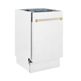 ZLINE Autograph Edition 18" Compact 3rd Rack Top Control Dishwasher in White Matte with Accent Handle, 51dBa (DWVZ-WM-18) [Color: Gold] - (DWVZWM18G)