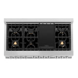 ZLINE 48 in. DuraSnow Stainless Steel 6.0 cu.ft. 7 Gas Burner/Electric Oven Range with Color Door Options (RAS-SN-48) [Color: DuraSnow Stainless Steel with Brass Burners] - (RASSNBR48)