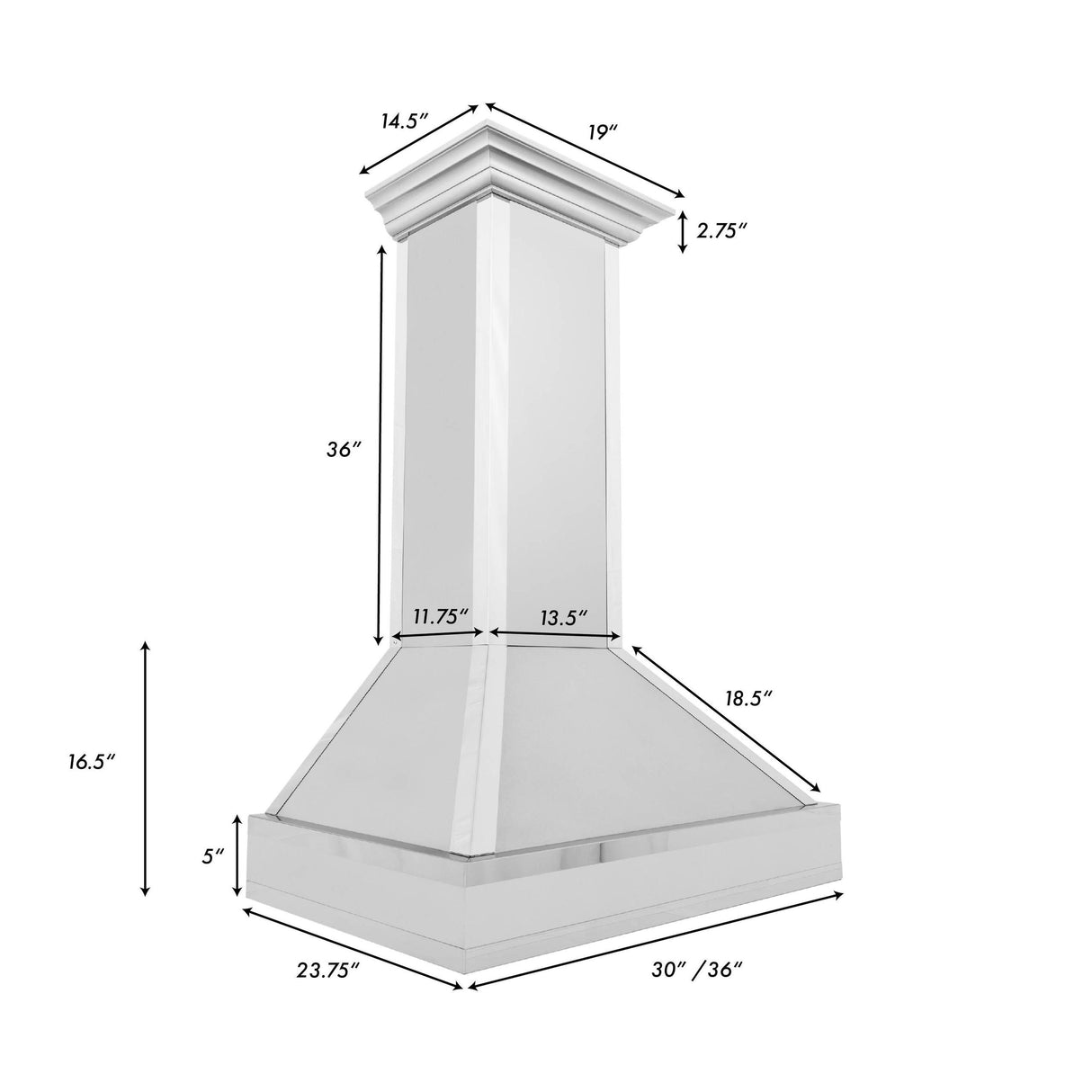 ZLINE Designer Series Wall Mount Range Hood in DuraSnow Stainless Steel with Mirror Accents (655MR) - (655MR30)