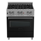 ZLINE 30 in. 4.0 cu. ft. Dual Fuel Range with Gas Stove and Electric Oven in All DuraSnow Stainless Steel with Color Door Options (RAS-SN-30) [Color: Black Matte] - (RASBLM30)