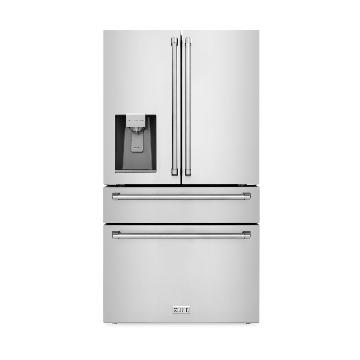 ZLINE 36" 21.6 cu. ft Freestanding French Door Refrigerator with Water and Ice Dispenser in Fingerprint Resistant Stainless Steel (RFM-W-36) [Color: Fingerprint Resistant Stainless Steel] - (RFMW36)