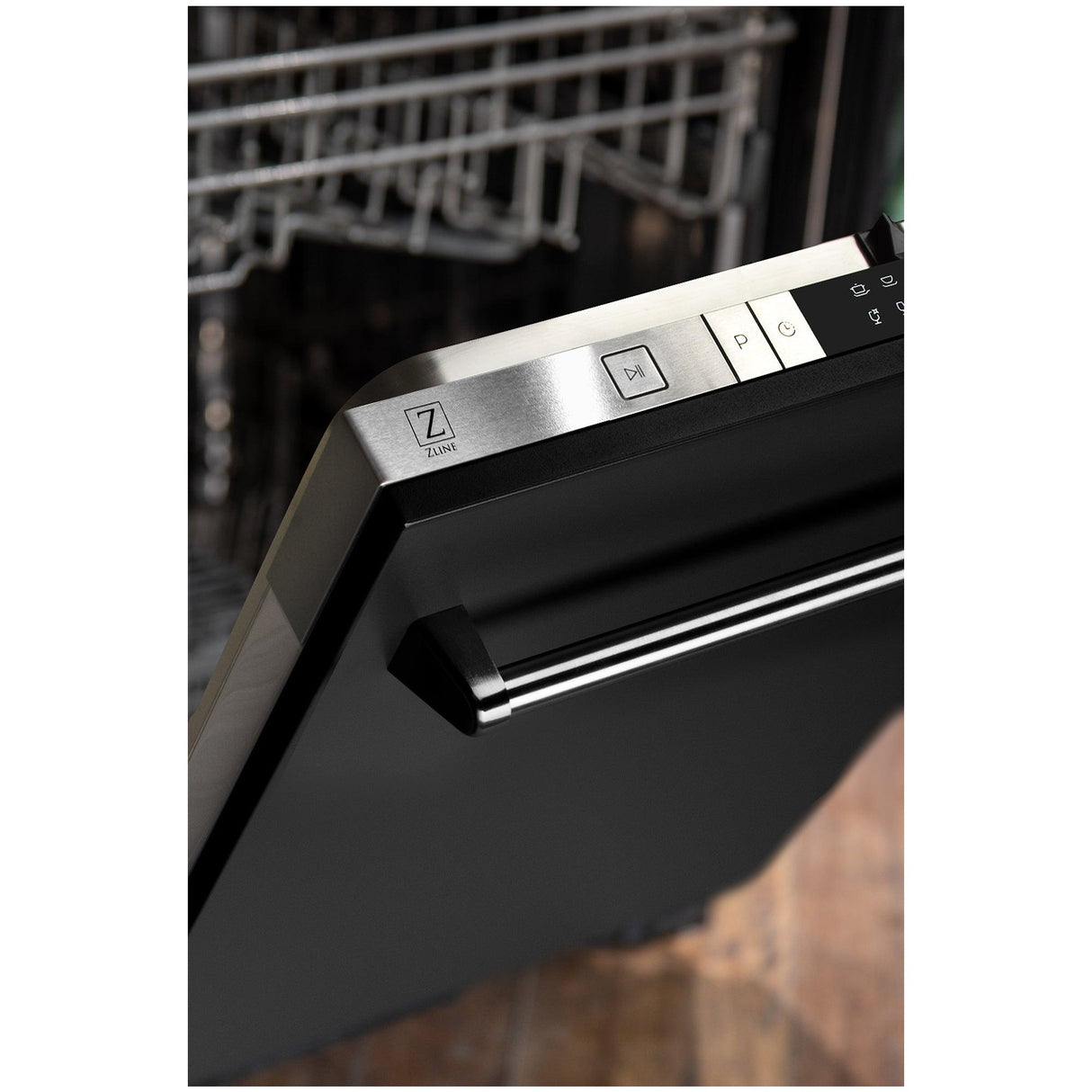 ZLINE 24 in. Top Control Dishwasher with Stainless Steel Tub and Traditional Style Handle, 52dBa (DW-24) [Color: Black Matte] - (DWBLM24)