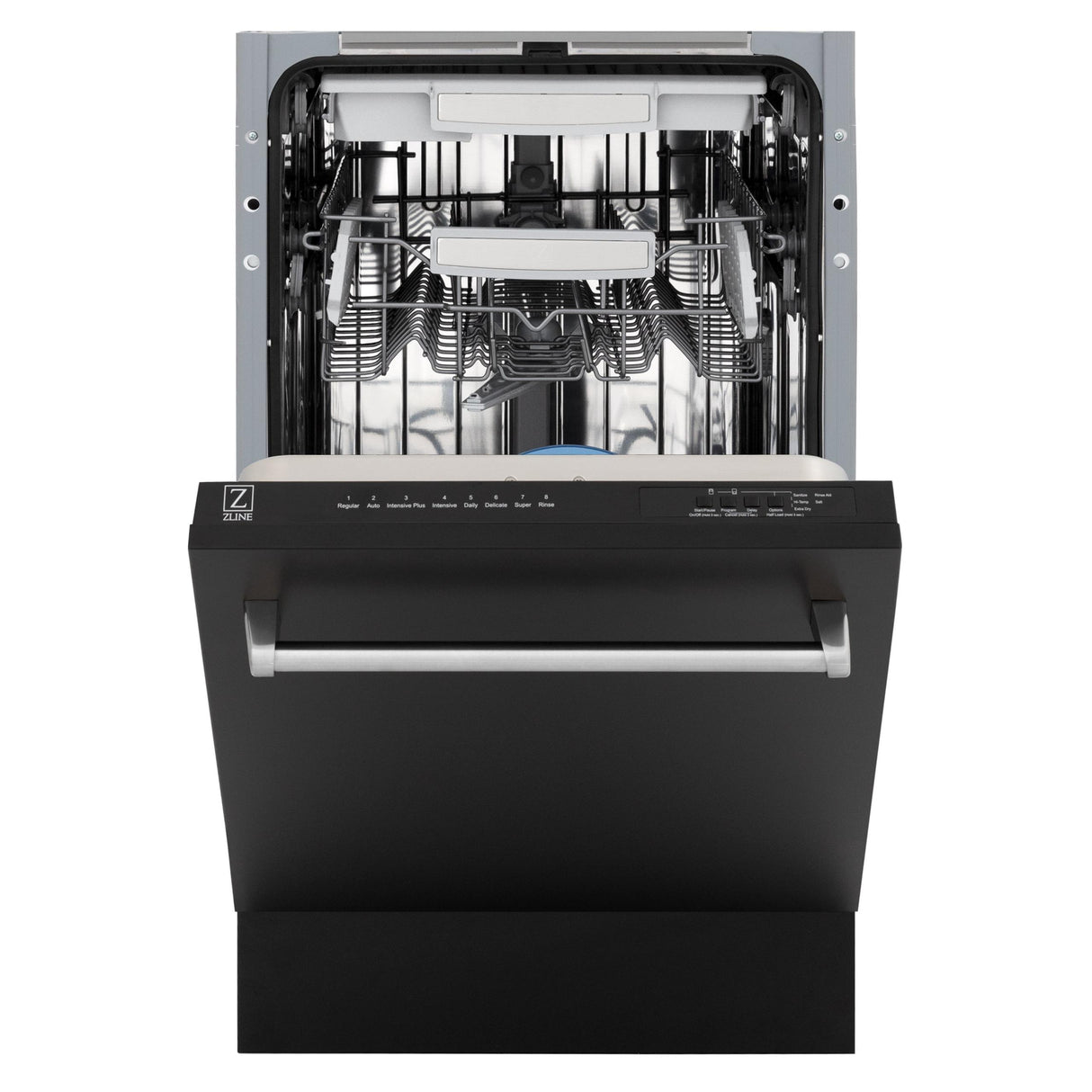 ZLINE 18" Tallac Series 3rd Rack Top Control Dishwasher with Traditional Handle, 51dBa [Color: Black Matte] - (DWVBLM18)