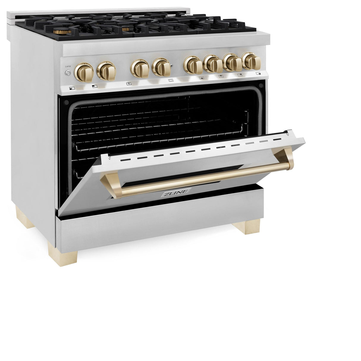 ZLINE Autograph Edition 36" 4.6 cu. ft. Dual Fuel Range with Gas Stove and Electric Oven in Stainless Steel with Accents (RAZ-36) [Color: Gold] - (RAZ36G)