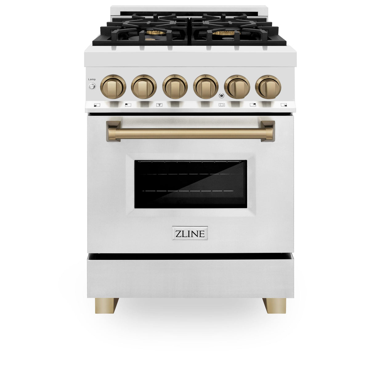 ZLINE Autograph Edition 30" 4.0 cu. ft. Dual Fuel Range with Gas Stove and Electric Oven in Stainless Steel with Accents (RAZ-30) [Color: Champagne Bronze] - (RAZ30CB)