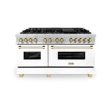 ZLINE Autograph Edition 60" 7.4 cu. ft. Dual Fuel Range with Gas Stove and Electric Oven in Stainless Steel with White Matte Door and Accents (RAZ-WM-60) [Color: Gold] - (RAZWM60G)