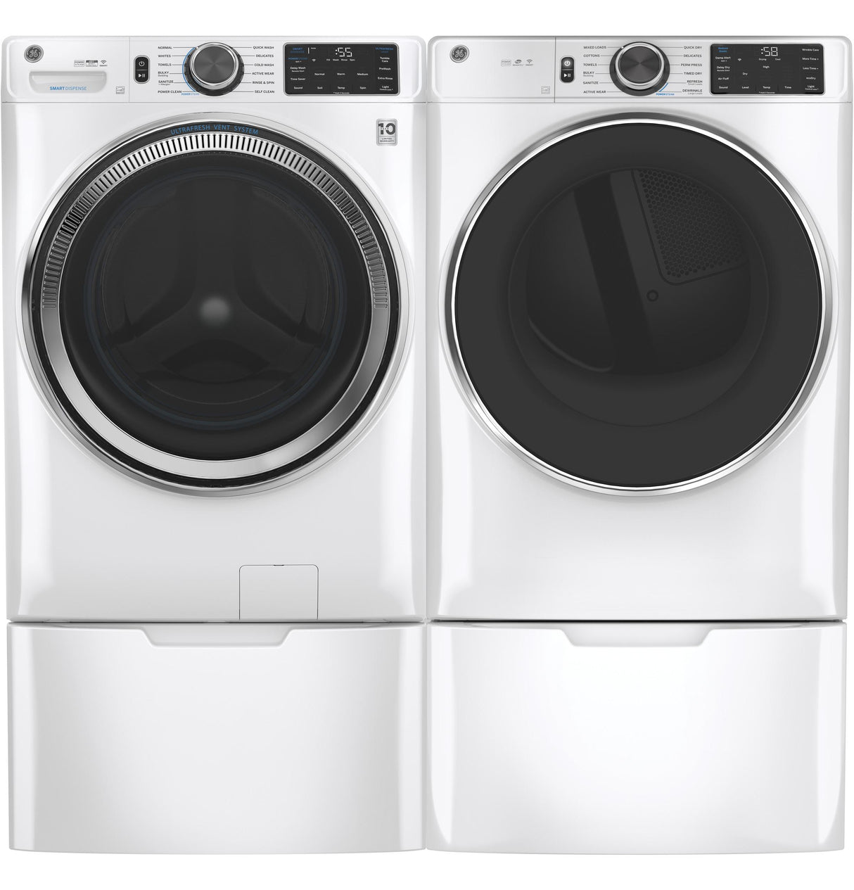 GE(R) ENERGY STAR(R) 7.8 cu. ft. Capacity Smart Front Load Electric Dryer with Steam and Sanitize Cycle - (GFD65ESSNWW)