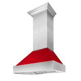 ZLINE Ducted DuraSnow Stainless Steel Range Hood with Red Gloss Shell (8654RG) - (8654RG30)