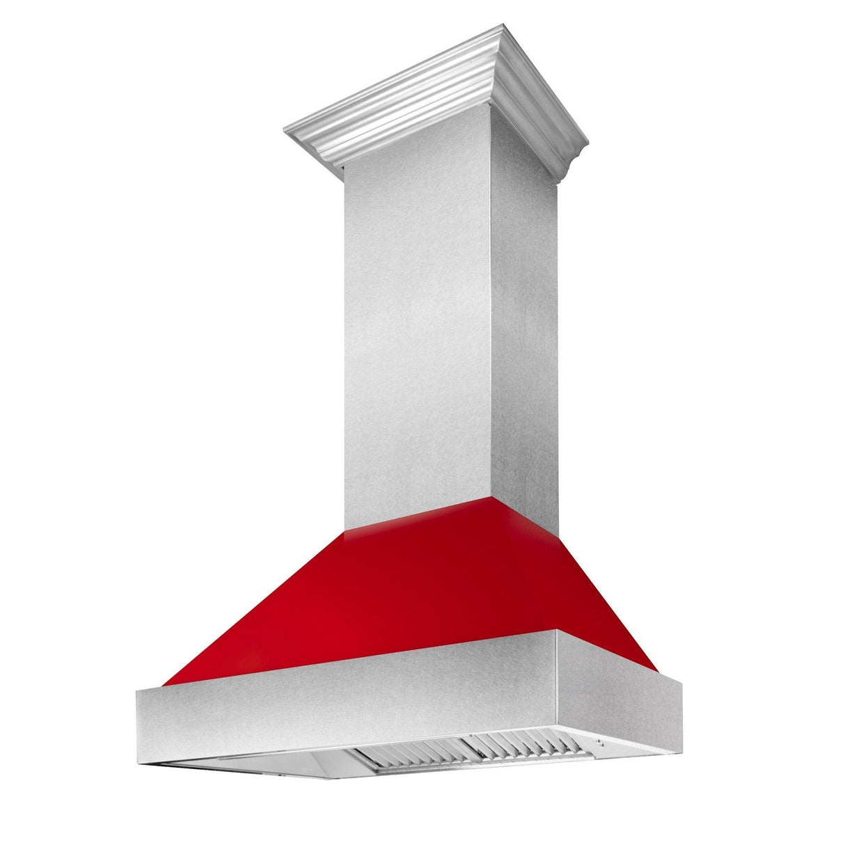 ZLINE Ducted DuraSnow Stainless Steel Range Hood with Red Gloss Shell (8654RG) - (8654RG36)