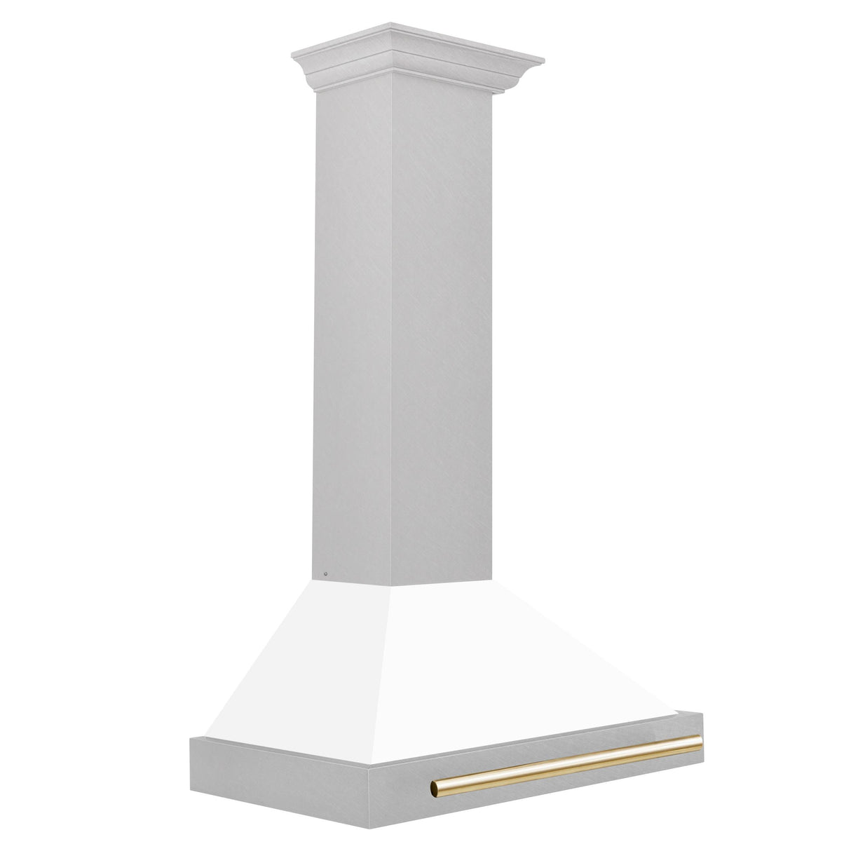 ZLINE 30 in. Autograph Edition Convertible Fingerprint Resistant DuraSnow' Stainless Steel Range Hood with White Matte Shell and Champagne Bronze Handle (KB4SNZ-WM30-CB) [Color: Gold Accents] - (KB4SNZWM30G)