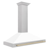 ZLINE 48 in. Autograph Edition DuraSnow Stainless Steel Range Hood with White Matte Shell and Accented Handles (KB4SNZ-WM48) [Color: Gold Accents] - (KB4SNZWM48G)