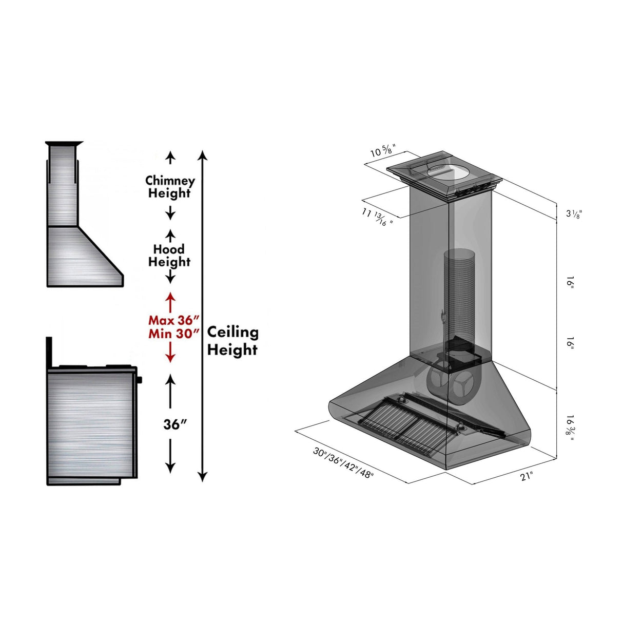 ZLINE Professional Convertible Vent Wall Mount Range Hood in Stainless Steel with Crown Molding (587CRN) - (587CRN30)