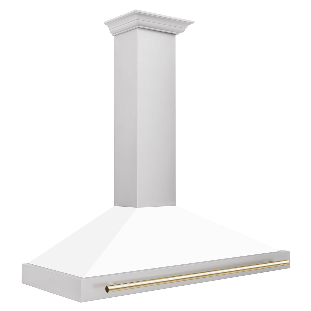 ZLINE 48 in. Autograph Edition Convertible Stainless Steel Range Hood with White Matte Shell and Champagne Bronze Accents (KB4STZ-WM48-CB) [Color: Gold Accents] - (KB4STZWM48G)