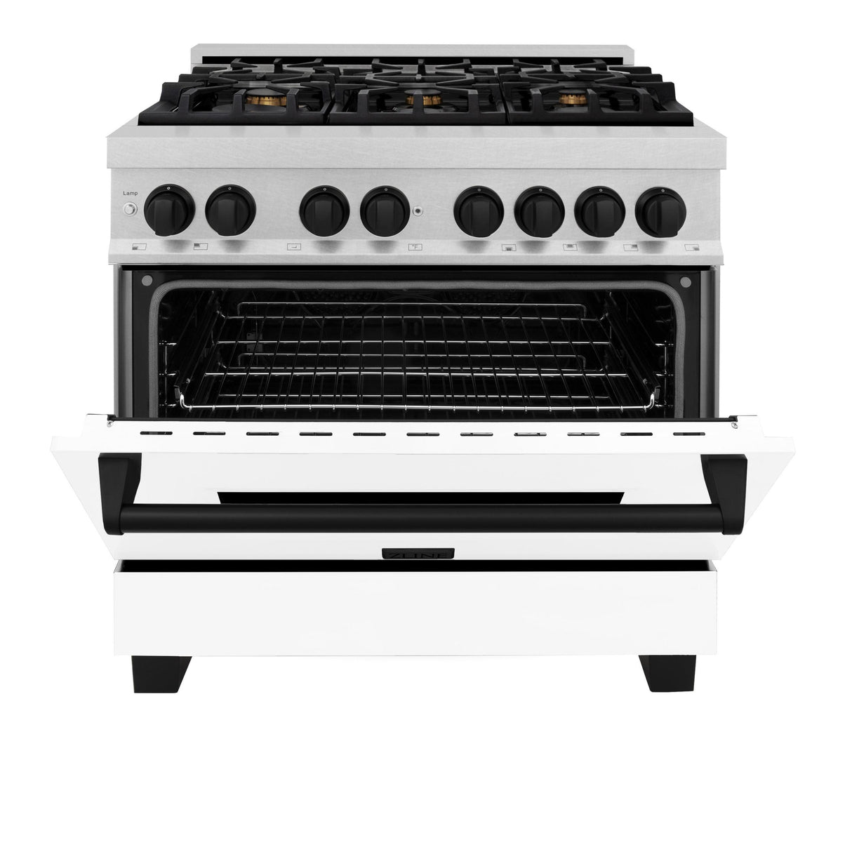 ZLINE Autograph Edition 36" 4.6 cu. ft. Dual Fuel Range with Gas Stove and Electric Oven in DuraSnow Stainless Steel with White Matte Door and Accents (RASZ-WM-36) [Color: Matte Black] - (RASZWM36MB)