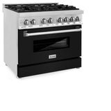 ZLINE 36 in. Dual Fuel Range with Gas Stove and Electric Oven in Stainless Steel (RA36) [Color: Black Matte] - (RABLM36)