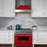 ZLINE Ducted DuraSnow Stainless Steel Range Hood with Red Matte Shell (8654RM) - (8654RM30)