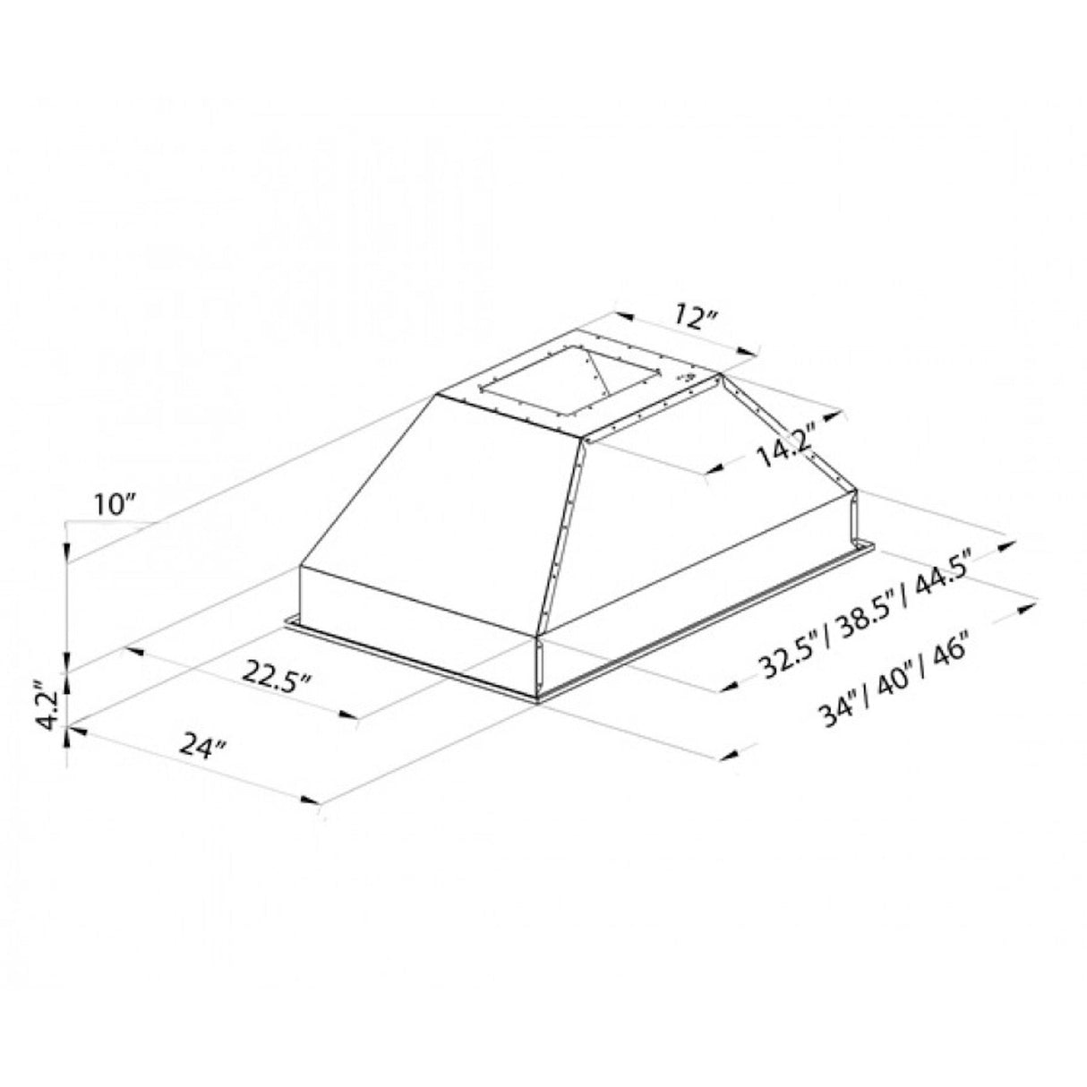 ZLINE Ducted Island Mount Range Hood Insert in Stainless Steel (824i) - (824I34)