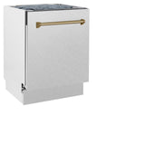 ZLINE Autograph Edition 24" 3rd Rack Top Control Tall Tub Dishwasher in DuraSnow Stainless Steel with Accent Handle, 51dBa (DWVZ-SN-24) [Color: Champagne Bronze] - (DWVZSN24CB)