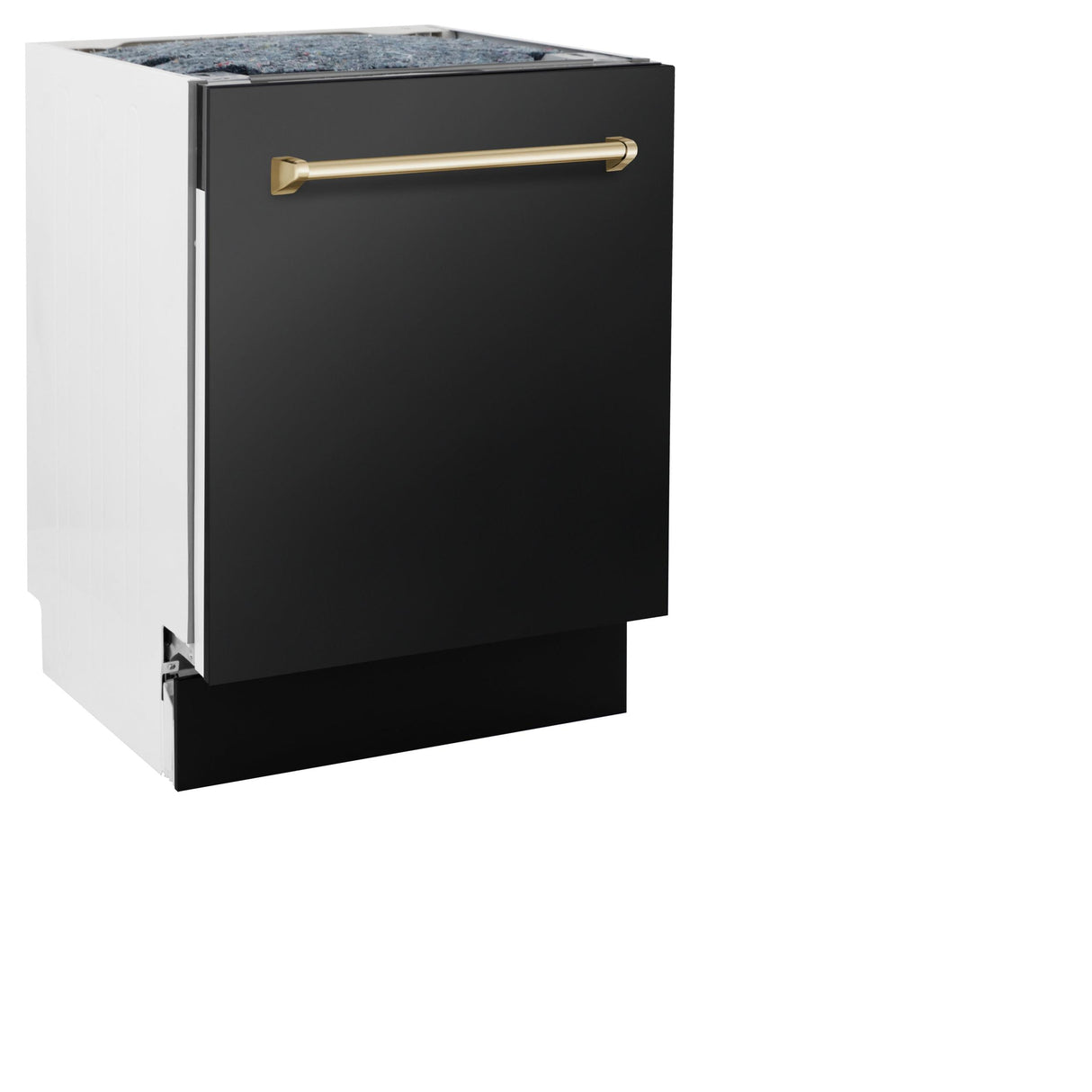 ZLINE Autograph Edition 24" 3rd Rack Top Control Tall Tub Dishwasher in Black Stainless Steel with Accent Handle, 51dBa (DWVZ-BS-24) [Color: Gold] - (DWVZBS24G)