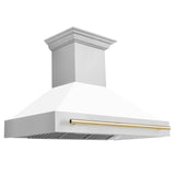 ZLINE 48 in. Autograph Edition Stainless Steel Range Hood with White Matte Shell and Handle (8654STZ-WM48) [Color: Gold] - (8654STZWM48G)