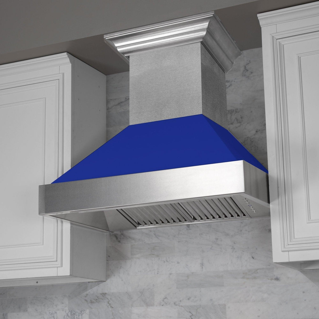 ZLINE Ducted DuraSnow Stainless Steel Range Hood with Blue Matte Shell (8654BM) - (8654BM30)