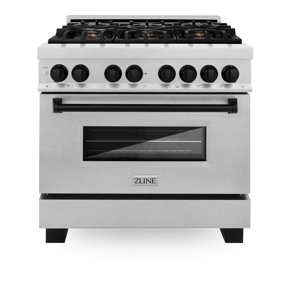 ZLINE Autograph Edition 36 in. 4.6 cu. ft. Dual Fuel Range with Gas Stove and Electric Oven in DuraSnow Stainless Steel with Accents (RASZ-SN-36) [Color: Matte Black] - (RASZSN36MB)